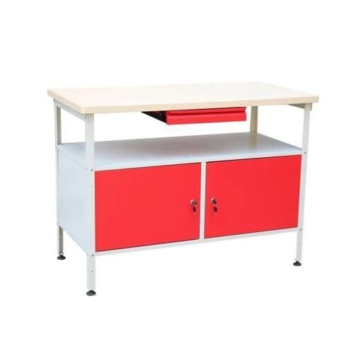 DEFITEC Etabli a double porte - Rouge-Blanc
