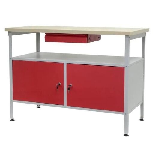 DEFITEC Etabli a double porte - Rouge-Blanc - 2
