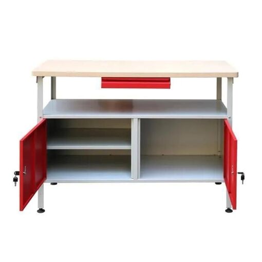 DEFITEC Etabli a double porte - Rouge-Blanc - 4