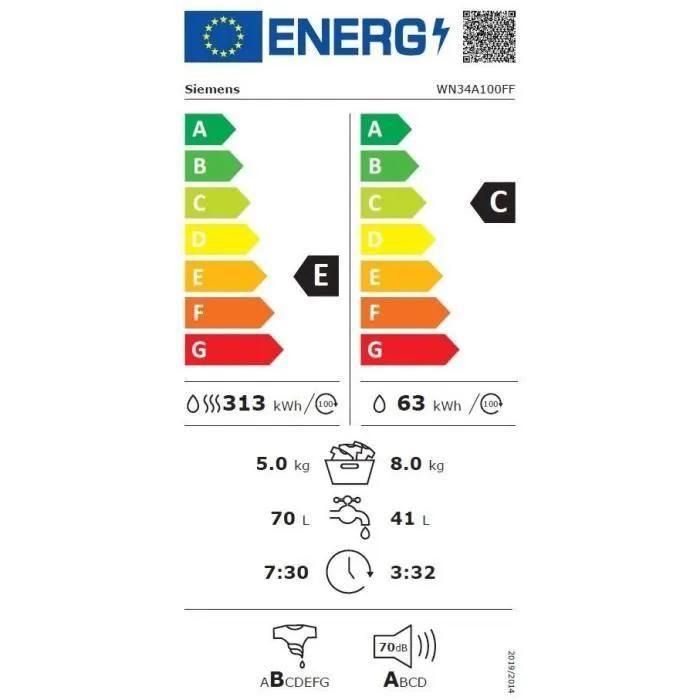 Siemens iQ300 WN34A100FF Machine � laver s�chante Blanc - Chargement fronta... - 4