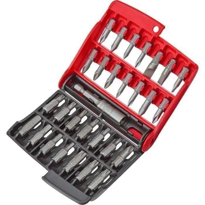 Jeu de 28 embouts de vissage FACOM E.120PB avec fente/PH/PZ/TORX/6 pans