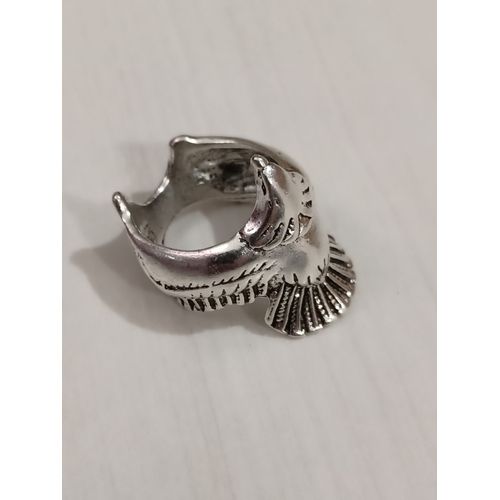 Bague Métal Argenté,Aigle En Vol,Taille 19.11 Mm