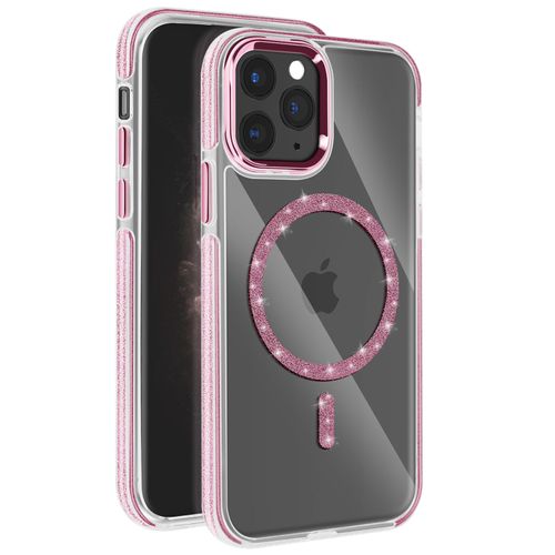Coque Magsafe Pour Iphone 11 Pro Silicone Pailleté Rose