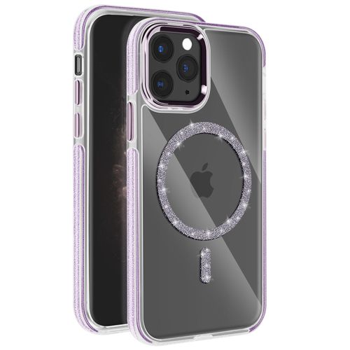 Coque Magsafe Pour Iphone 11 Pro Max Silicone Pailleté Violet