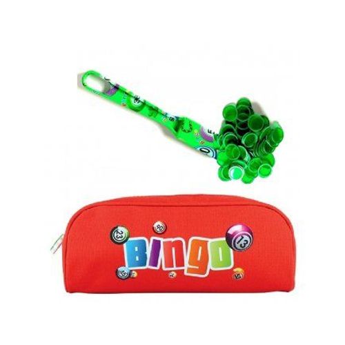 Kit Loto Complet 3 En 1 : 100 Pions Magnetiques + Baton Ramasse Jetons Vert + Trousse Rangement Rouge - Set Accessoires Jeu Bingo + Carte