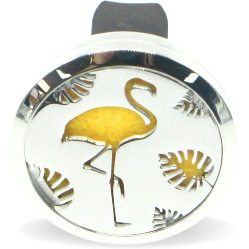 Diffuseur d`Huile Essentielle pour Voiture Clip`Arôme Flamant Rose - Diffuseur + 5 Buvards à Parfumer avec Huile Essentielle ou Parfum - Acier Inoxydable - Fixation sur Grille de Ventilation