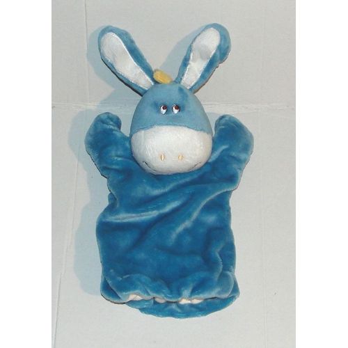 Doudou Ane Bleu Blanc Marionnette Kimbaloo
