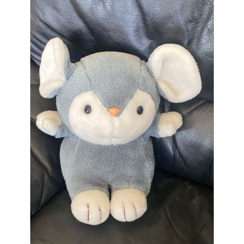 Doudou Peluche Souris Grise Et Blanche 25cm  Vintage 