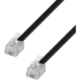 Câble Rj11 5M M/M Pour Box Adsl Ou Téléphone Fixe, Câble Plat Rj11 Mâle Vers Mâle Longueur 5,00M-Noir