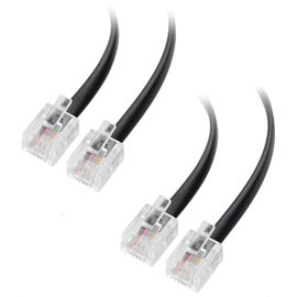 Pack De 2 Câble Téléphonique De 2M (Cable Rj11 Vers Rj11) Pour Téléphone, Internet Dsl, Adsl, Modem En Noir-2M