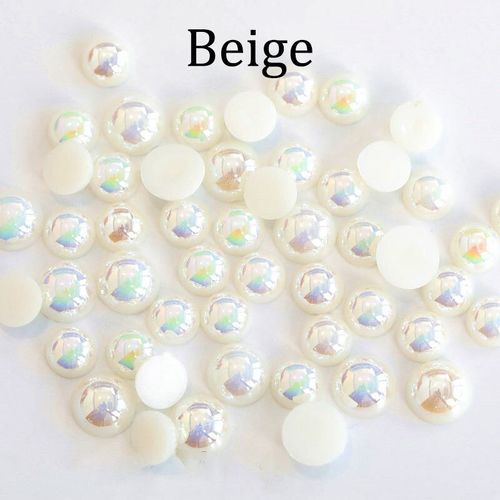 Perles En Plastique Demi-Rondes À Dos Plat,50 À 500 Pièces,2 À 14mm,Pour Bricolage,Fournitures De Fabrication De Bijoux - Type Beige-12mm X 50pcs