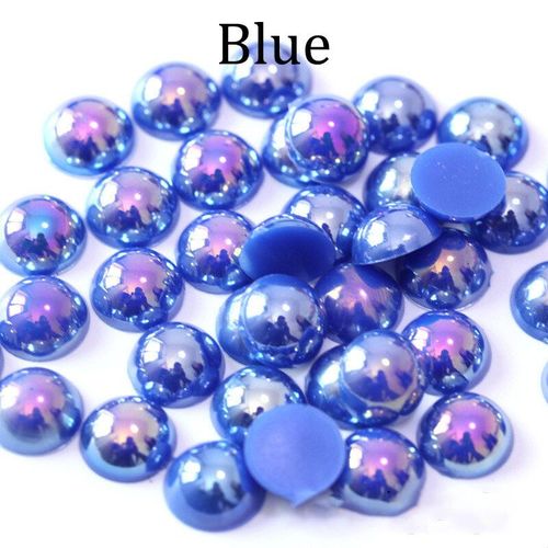 Perles En Plastique Demi-Rondes À Dos Plat,50 À 500 Pièces,2 À 14mm,Pour Bricolage,Fournitures De Fabrication De Bijoux - Type Blue-10mm X 100pcs