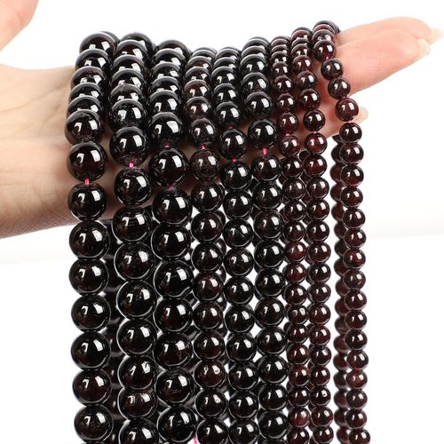 Perles D'espacement En Pierre Noire Naturelle,Obsidienne,Lave,Labrumen,Ite,Agates,Hématite,Adt,Pour Bijoux,Bracelets De Bricolage - Type Garnet Aaa-6mm-About 62pcs