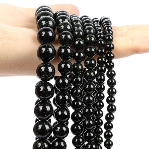 Perles D'espacement En Pierre Noire Naturelle,Obsidienne,Lave,Labrumen,Ite,Agates,Hématite,Adt,Pour Bijoux,Bracelets De Bricolage - Type Green Sandstone-8mm-About 45pcs