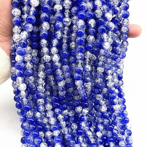 Perles Rondes En Verre Craquelées De 4mm,6mm,8mm,Perles D'espacement Libres Pour La Fabrication De Bijoux,Bricolage,Bracelets Faits À La Main,Accessoires - Type 6mm(50pcs) #G