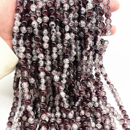Perles Rondes En Verre Craquelées De 4mm,6mm,8mm,Perles D'espacement Libres Pour La Fabrication De Bijoux,Bricolage,Bracelets Faits À La Main,Accessoires - Type 6mm(50pcs) #M