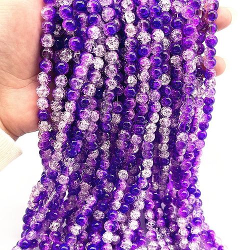 Perles Rondes En Verre Craquelées De 4mm,6mm,8mm,Perles D'espacement Libres Pour La Fabrication De Bijoux,Bricolage,Bracelets Faits À La Main,Accessoires - Type 4mm(100pcs) #K