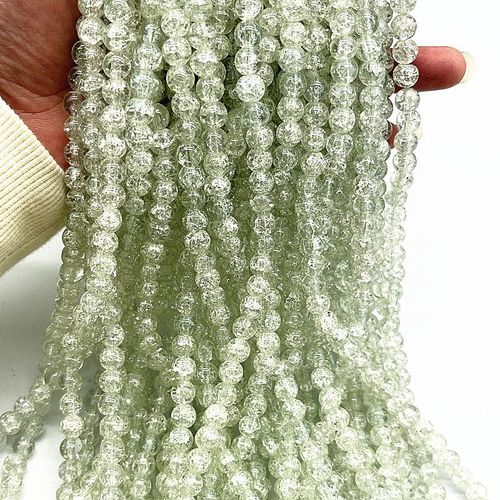 Perles Rondes En Verre Craquelées De 4mm,6mm,8mm,Perles D'espacement Libres Pour La Fabrication De Bijoux,Bricolage,Bracelets Faits À La Main,Accessoires - Type 6mm(50pcs) #N