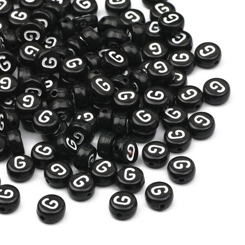 Perles Acryliques Noires 4x7mm,Perles Plates Et Rondes,En Vrac,Alphabet,Perles D'espacement,Fournitures Pour La Fabrication De Bijoux,Bracelets,Accessoires - Type G-500pcs