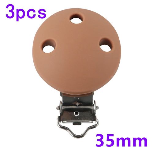 Clips En Silicone Pour Bébé,3/5 Pièces,30mm/35mm,Forme Ronde,Chaîne De Sucette,Pinces Porte-Mamelon,Accessoires Bijoux,Jouet Pour Bébé - Type 3pcs Camel
