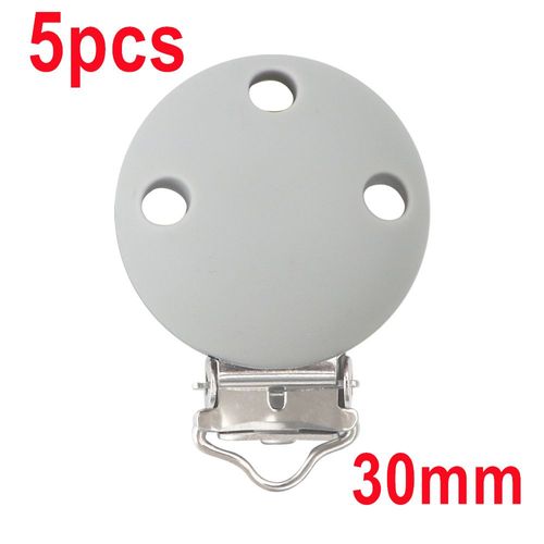 Clips En Silicone Pour Bébé,3/5 Pièces,30mm/35mm,Forme Ronde,Chaîne De Sucette,Pinces Porte-Mamelon,Accessoires Bijoux,Jouet Pour Bébé - Type 5pcs Light Gray