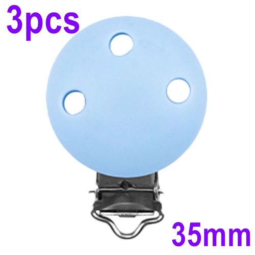 Clips En Silicone Pour Bébé,3/5 Pièces,30mm/35mm,Forme Ronde,Chaîne De Sucette,Pinces Porte-Mamelon,Accessoires Bijoux,Jouet Pour Bébé - Type 3pcs Pastel Blue