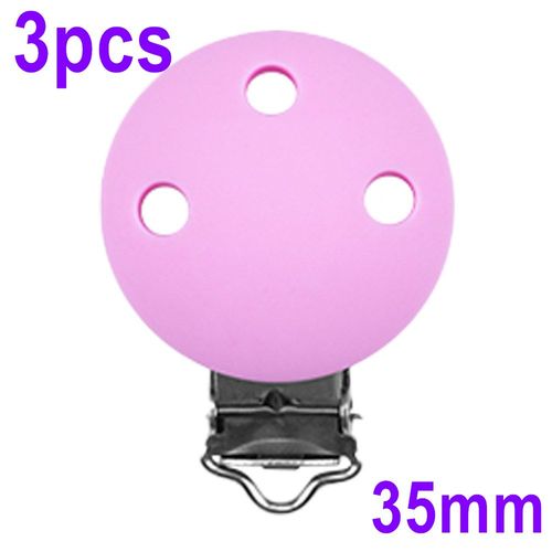Clips En Silicone Pour Bébé,3/5 Pièces,30mm/35mm,Forme Ronde,Chaîne De Sucette,Pinces Porte-Mamelon,Accessoires Bijoux,Jouet Pour Bébé - Type 3pcs Pale Pink