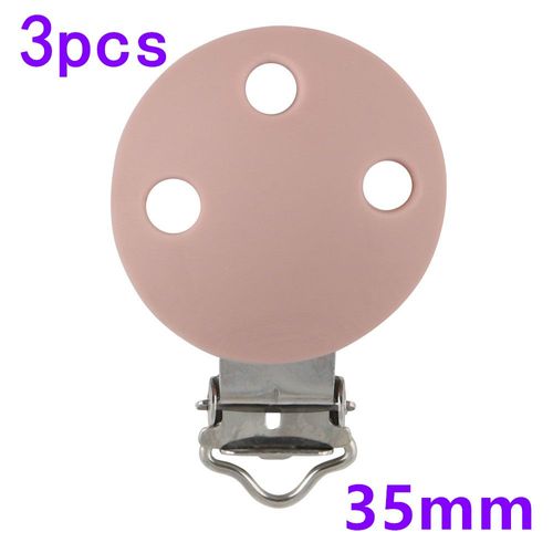 Clips En Silicone Pour Bébé,3/5 Pièces,30mm/35mm,Forme Ronde,Chaîne De Sucette,Pinces Porte-Mamelon,Accessoires Bijoux,Jouet Pour Bébé - Type 3pcs Rose Brown