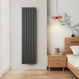 EMKE Radiateur à eau chaude vertical 180 x 46 cm, radiateur plat, raccordement central, radiateur à panneau plat, radiateur mural double couche, 1670 watts gris anthracite