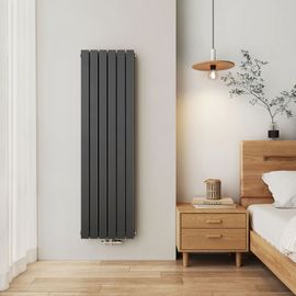 EMKE Radiateur à eau chaude vertical 160 x 46 cm, radiateur plat, raccordement central, radiateur à panneau plat, radiateur mural double couche, 1490 watts gris anthracite