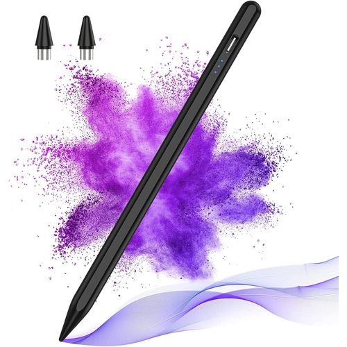 Stylet pour écran tactile iOS Android, stylet pour tablette compatible avec iPad/Pro/Air/Mini/Samsung/Google Pixel/Tablette/Téléphone portable, stylo capacitif avec 2 pointes de rechange