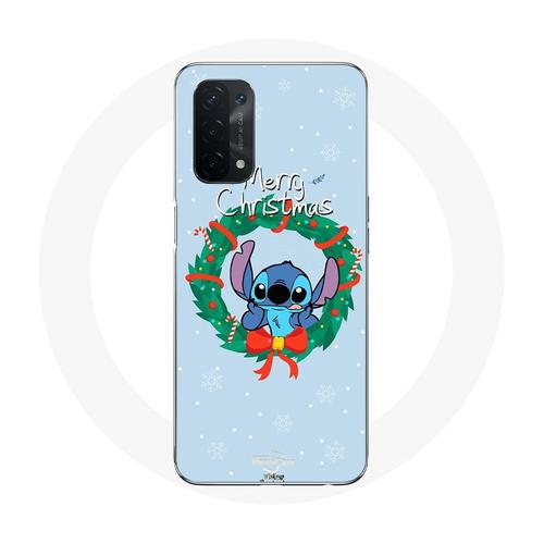 Coque Pour Oppo A74 5g Stitch Neige Joyeux Noël Bleu