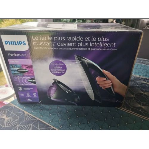 Philips PerfectCare Elite Plus Centrale Vapeur - 2700W, 550g, Pression de 7,7 bars, Technologie OptimalTEMP, Réservoir de 1,8 L, Noir/Violet (GC9675/80)