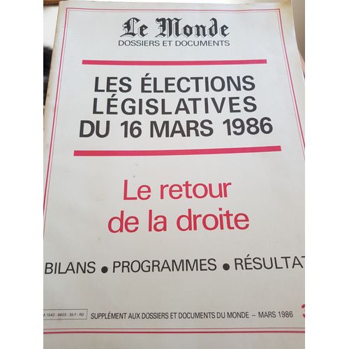 Les Élections Législatives Mars 86