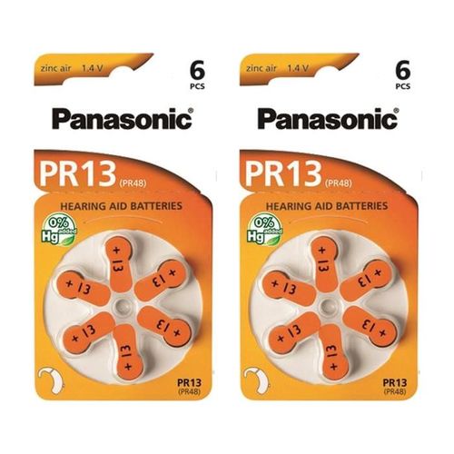 Panasonic Lot de 2 6 piles pour appareil auditif Zinc-Air PR13 PR48 0% Mercury/Hg - Orange