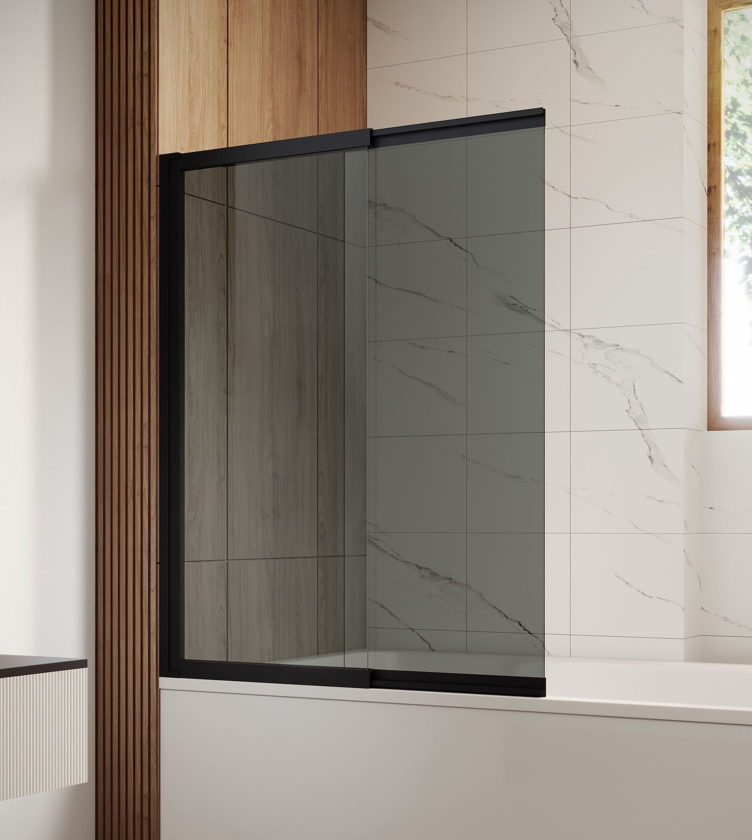 Paroi baignoire Moka 130 x 140 cm Or - verre teinté