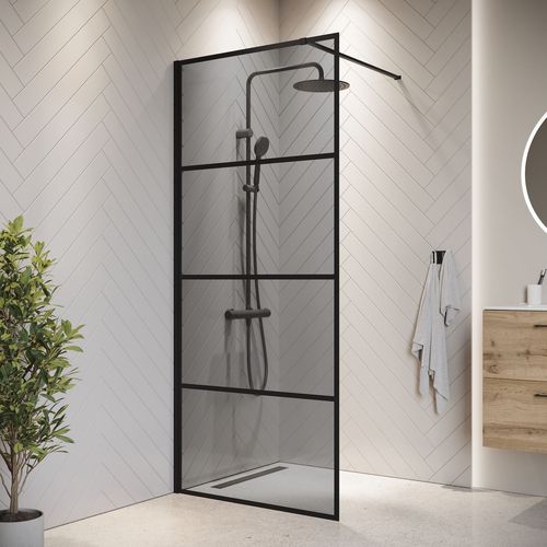 Paroi de Douche Essos - 70 x 200 cm - Verre teinté noir - 8 mm verre