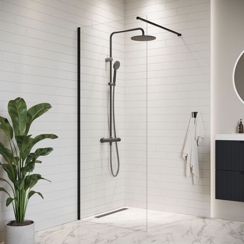 Paroi de Douche Florida - 70 x 200 cm - Noir - 8 mm