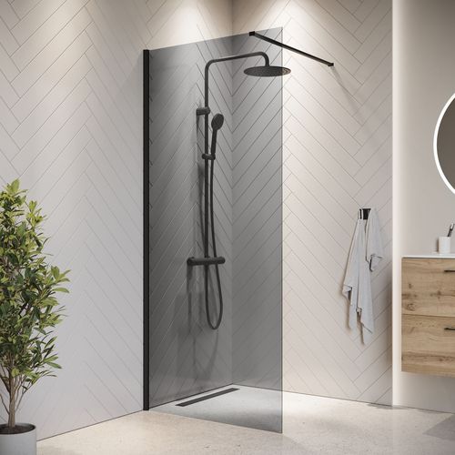 Paroi de Douche Rizani - 70 x 200 cm - Noir - Verre teinté