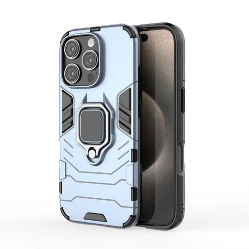Saturcase Coque Pour Apple Iphone 16 Pro, Bague Béquille Hybride 2 En 1 [Pc & Silicone] Double Couche Pare-Chocs Antichoc Protecteur Housse Étui Pour Apple Iphone 16 Pro (Hz-Bleu Marine)