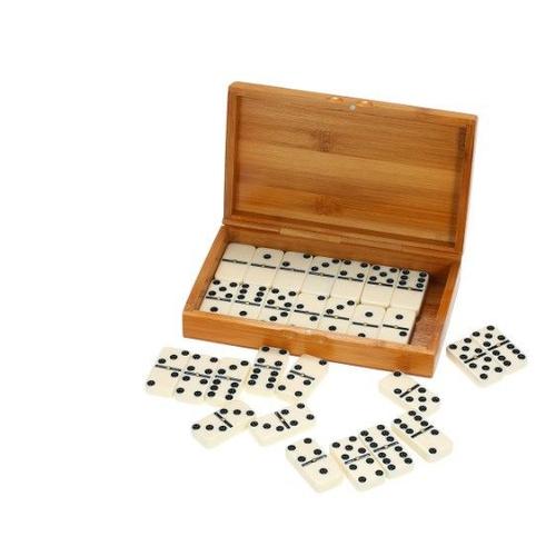 Coffret de jeu de Dominos en bois et laiton