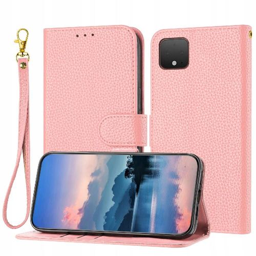 Étui Portefeuille En Cuir Pu Pour Téléphone Portable Google Pixel 4 Avec Motif Litch