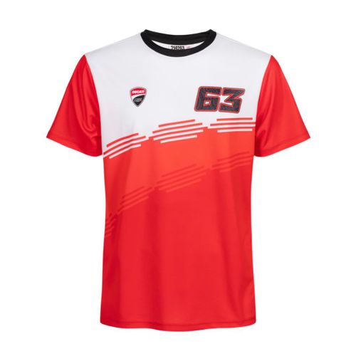 T-Shirt 63 Ducati Corse Pecco Bagnaia Moto Gp Officiel Homme Taille Unique Rouge Blanc