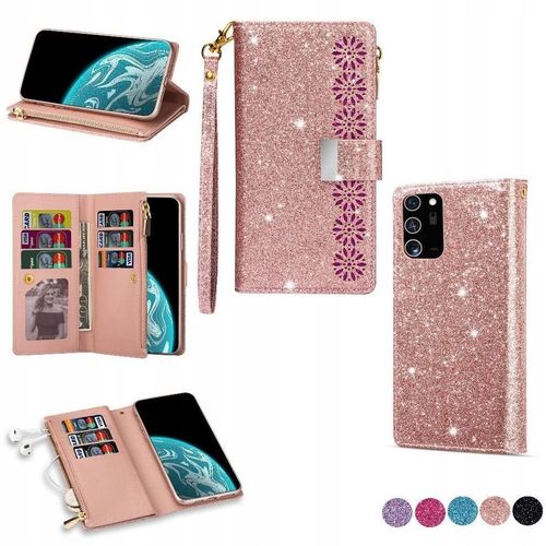Étui Portefeuille À Paillettes Avec Dragonne Pour Samsung Galaxy Note20 Ultra