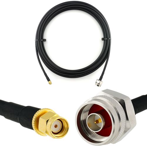 RP-SMA Mâle vers N Male Hex 10m Rallonge Antenne WiFi Cable Coaxial - câble d'extension HF240 (LMR 240 équivalent) etanche - pour Routeur WiFi Caméra IP Carte Réseau sans Fil Mini PCIE