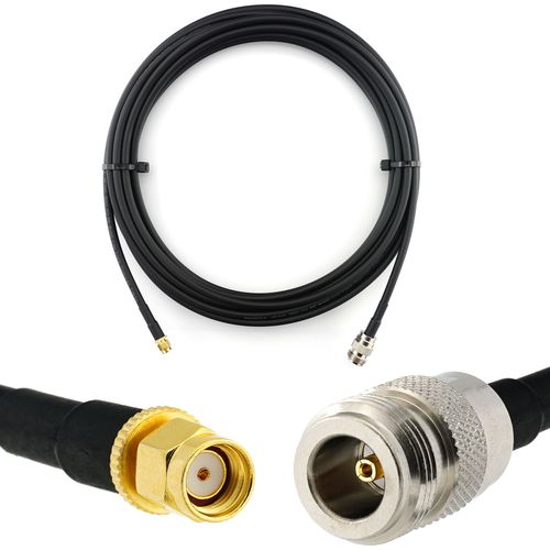 RP-SMA Mâle vers N Femelle 15m Rallonge Antenne WiFi Cable Coaxial - câble d'extension HF240 (LMR 240 équivalent) etanche - pour Routeur WiFi Caméra IP Carte Réseau sans Fil Mini PCIE