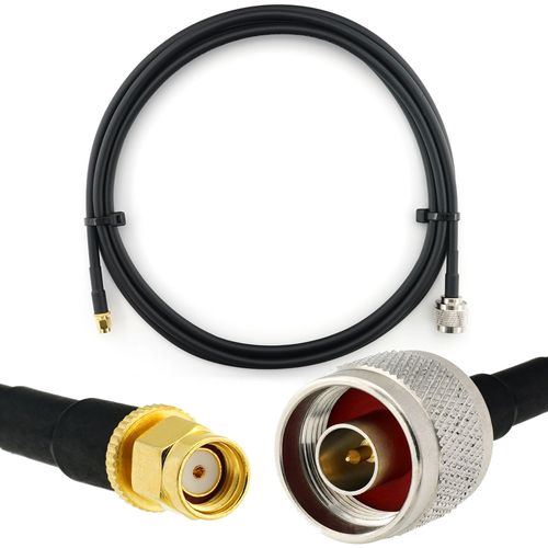 RP-SMA Mâle vers N Male 2m Rallonge Antenne WiFi Cable Coaxial - câble d'extension HF240 (LMR 240 équivalent) etanche - pour Routeur WiFi Caméra IP Carte Réseau sans Fil Mini PCIE