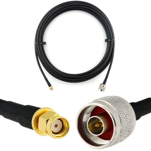 RP-SMA Mâle vers N Male 7m Rallonge Antenne WiFi Cable Coaxial - câble d'extension HF240 (LMR 240 équivalent) etanche - pour Routeur WiFi Caméra IP Carte Réseau sans Fil Mini PCIE