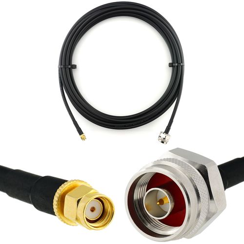 RP-SMA Mâle vers N Male Hex 7m Rallonge Antenne WiFi Cable Coaxial - câble d'extension HF240 (LMR 240 équivalent) etanche - pour Routeur WiFi Caméra IP Carte Réseau sans Fil Mini PCIE