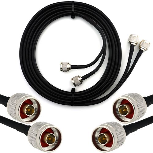 N mâle vers N mâle 3m Câble Coaxial Double - cable d'extension jumelé HF240 (LMR 240 équivalent) rallonge etanche dual - pour Routeur WIFI Radio Antenne LTE Amplificateur GSM 4G 5G 6G LTE Hotspot